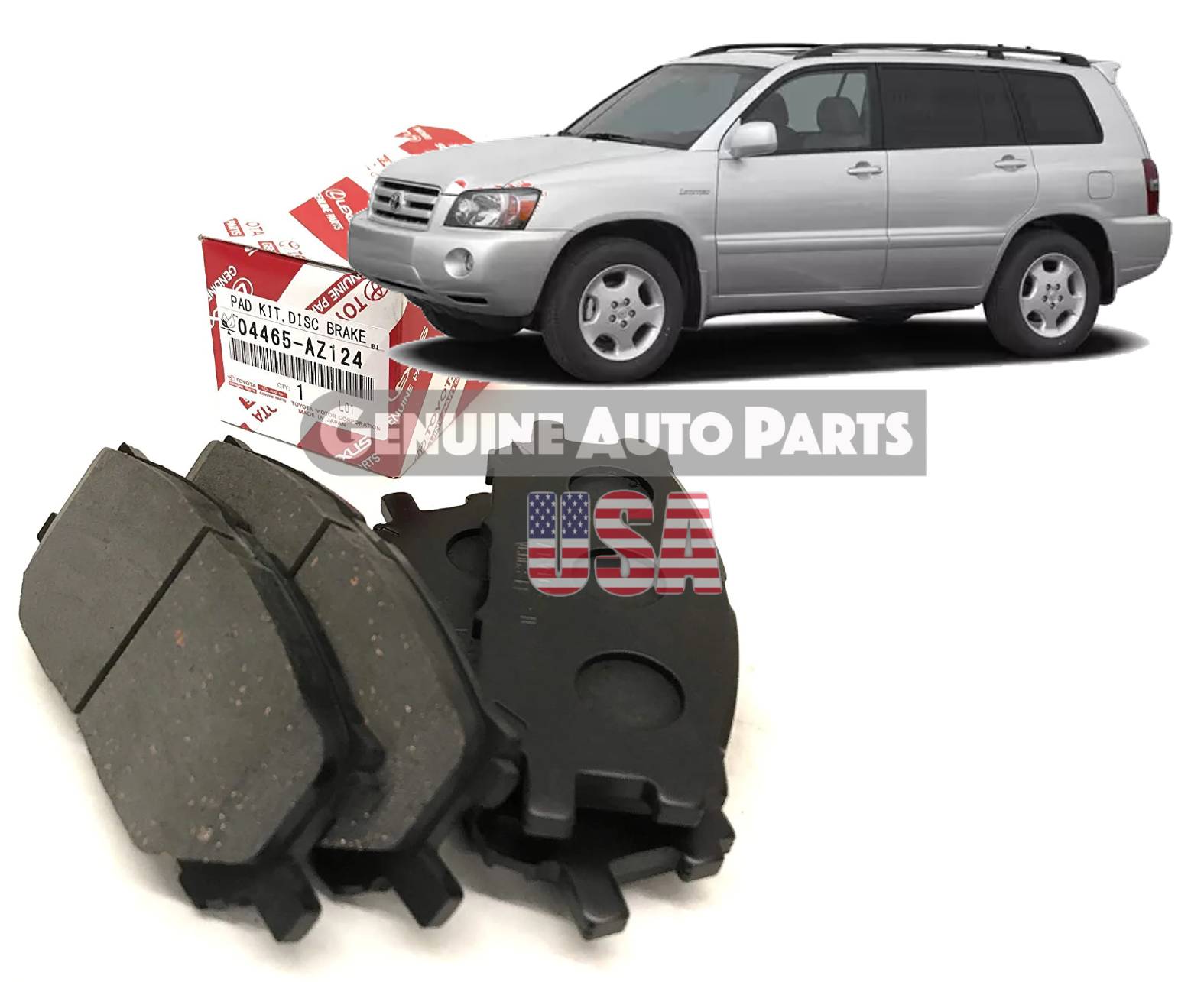Genuine Toyota OEM HIGHLANDER Front Brake Pads Ceramic 04465-AZ124 β Highlander 2006-2007
