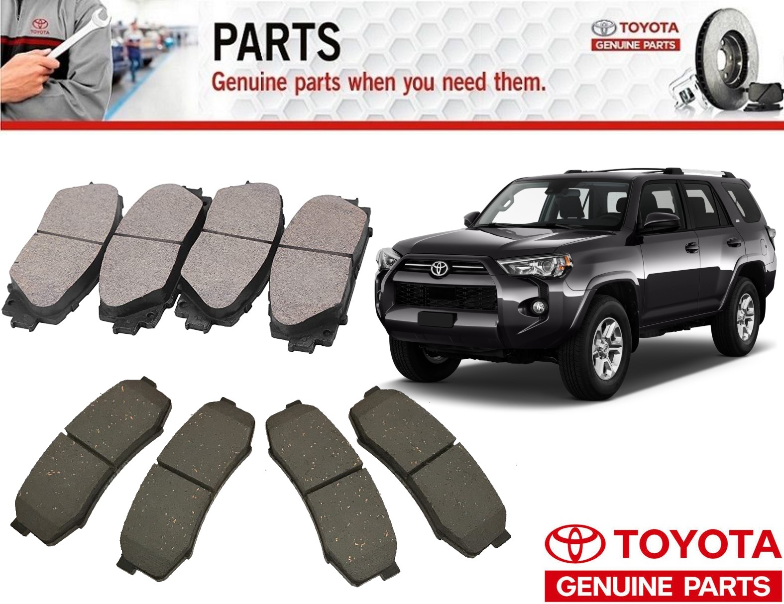 2003-2024 4RUNNER Front Brake Pads Genuine Toyota semi metallic 04465-35330
